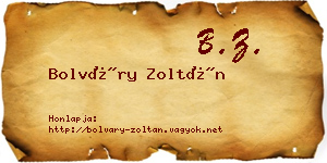 Bolváry Zoltán névjegykártya